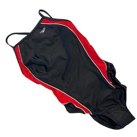 SPEEDO Racing One-Piece Swimwear In black/Red Size 6/32 - NWT - Picture 2 of 6